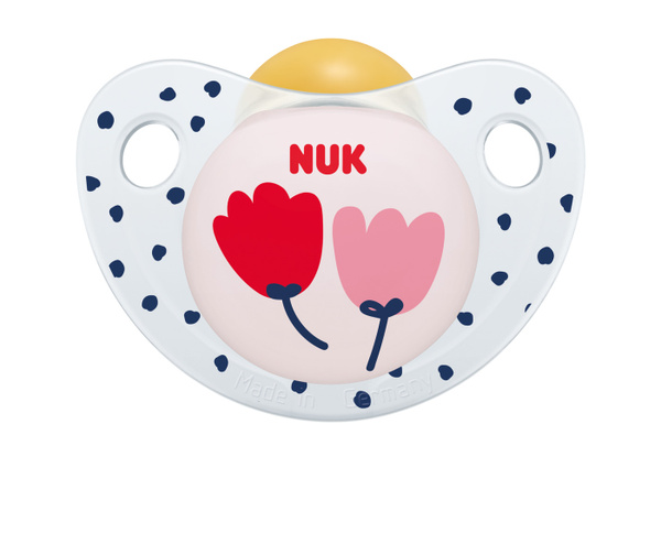NUK Пустышка орт. "ADORE" латекс (18-36 месяцев) - Цветы (без кольца, в ...