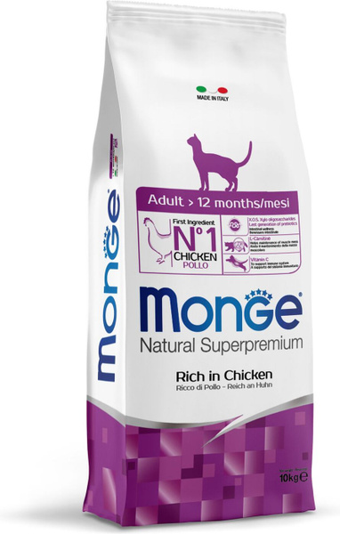 Monge Cat Adult Chicken / Сухой корм Монж для Взрослых кошек Курица 10 ...