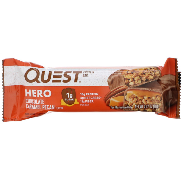 Батончик протеиновый Quest Hero,со вкусом ореха пекан и карамели в ...