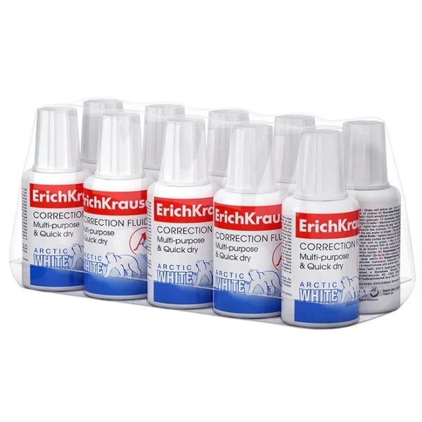 Корректирующая жидкость Erich Krause "Arctic White", 10 шт, 20мл, на ...