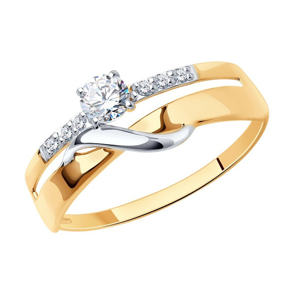 Характеристики Золотое кольцо женское 585 пробы с камнями фианитами ...