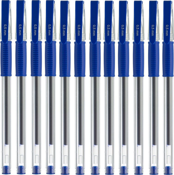 Ручка гелевая "Comfort" корпус прозрачный, синяя паста, 12 штук, арт ...