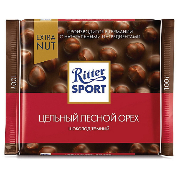 Ritter Sport Шоколад горький цельный орех, 100 г - купить с доставкой ...