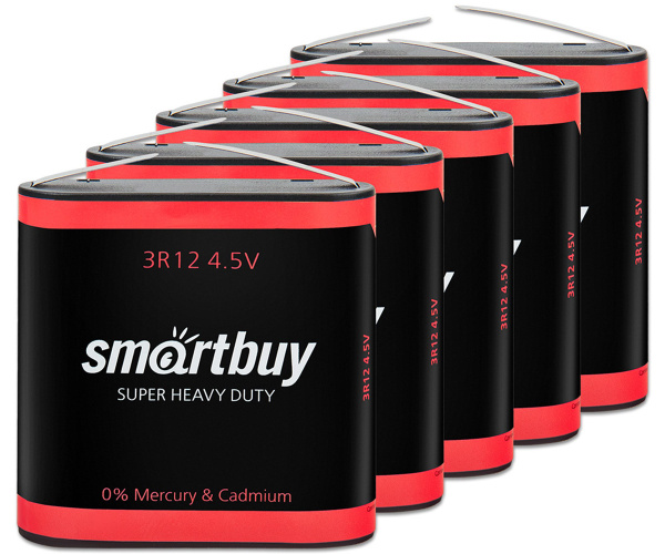 SmartBuy Батарейка 3R12, Солевой тип, 4,5 В, 5 шт - купить с доставкой ...