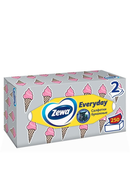 Салфетки Zewa Everyday в коробке 250шт, 4 штуки - купить с доставкой по ...