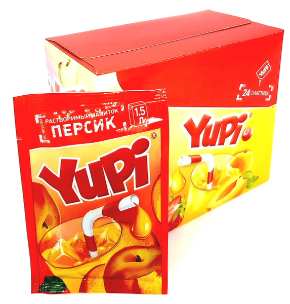 Растворимый напиток YUPI Персик, напиток Юпи из 90-х, 1 блок / 24 шт ...