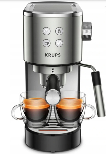 Krups Кофеварка рожковая XP442C11, серебристый - купить с доставкой по ...
