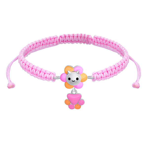 браслет детский плетеный для девочки на руку bun цветолев из серебра ...