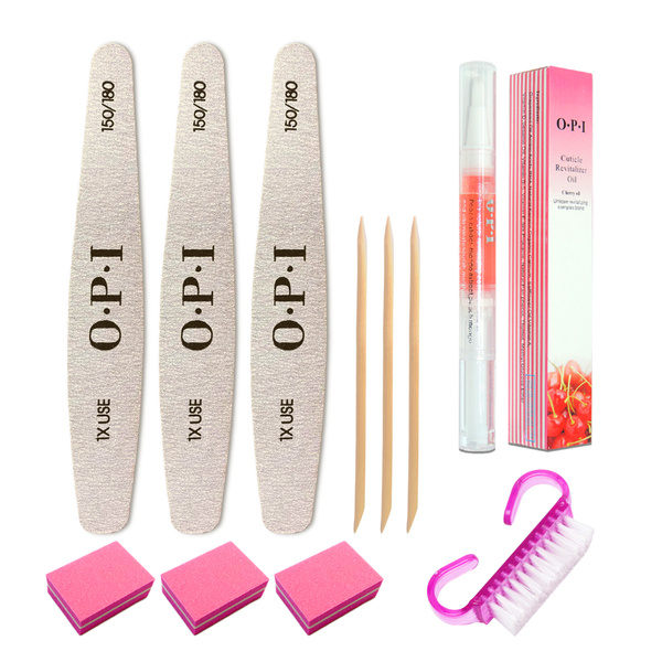 Пилки для ногтей OPI - 3 шт, баф - 3 шт, палочки апельсиновые, щетка ...