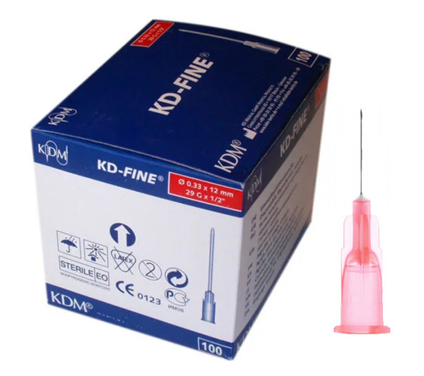 Игла инъекционная 29G (0,33 x 12 мм) KD-Fine - 100 штук - купить с ...
