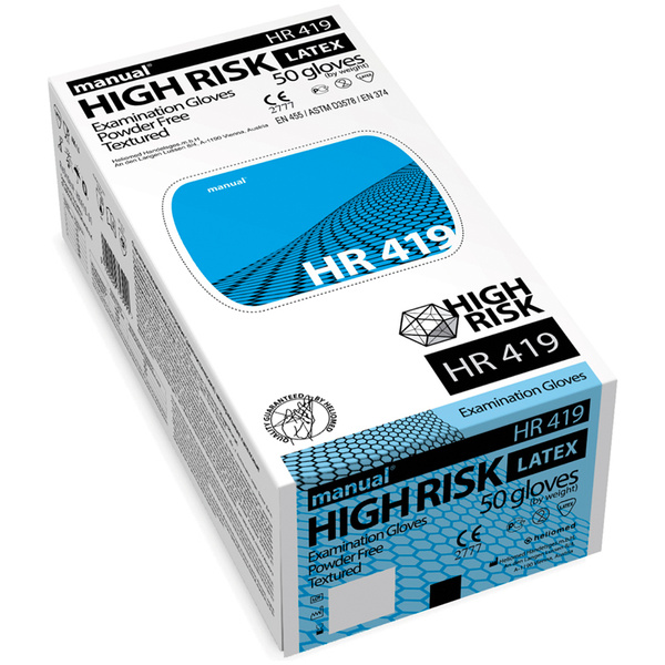 Перчатки одноразовые латексные Manual High Risk HR419, неопудренные ...