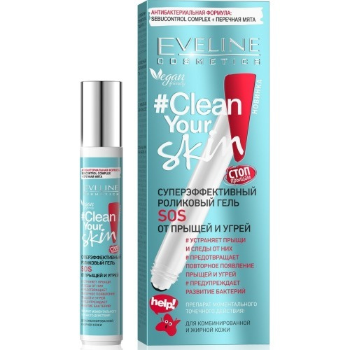 Eveline Cosmetics Гель-спот sos от прыщей и угрей Clean your skin, 15 ...