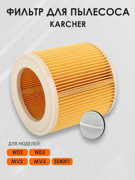 HEPA фильтр картридж патронный для пылесоса Керхер (Karcher) WD2/ WD3 ...