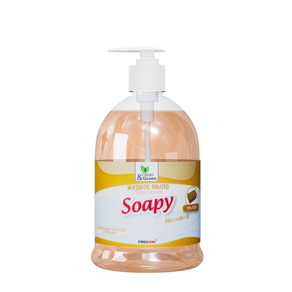 Жидкое мыло "Soapy" хозяйственное с дозатором 500 мл. Clean&Green ...