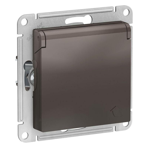 Розетка 1-м СП AtlasDesign 16А IP20 с заземл. защ. шторки с крышкой ...
