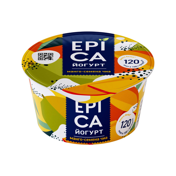 Йогурт Epica Манго и семена чиа, 5 %, 130 г - купить с доставкой по ...
