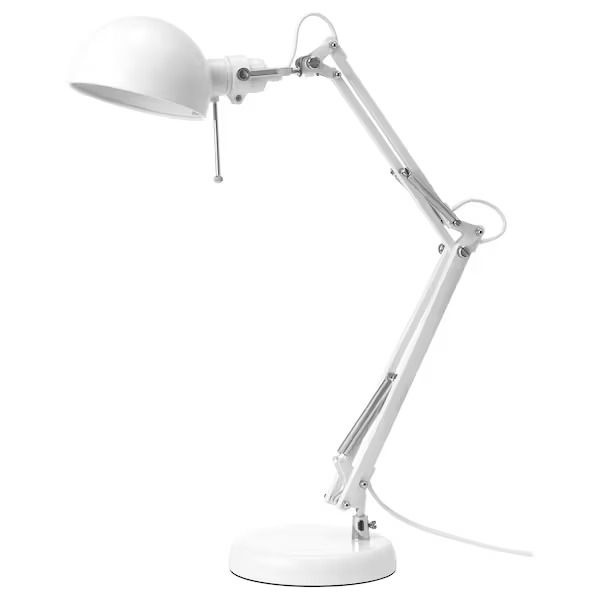 Настольная рабочая лампа регулируемая IKEA / ИКЕА FORSA белая 304.391. ...