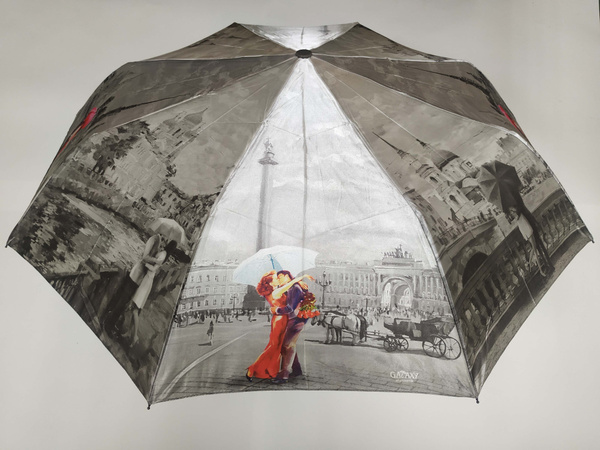 Зонт Galaxy of Umbrellas, 3 сложения, светло-серый, красный купить по ...