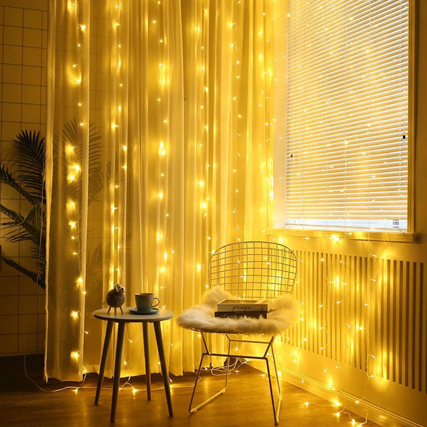 TEWSON Светодиодная гирлянда штора 1,8x1,8м, 100 LED ламп, теплый белый ...