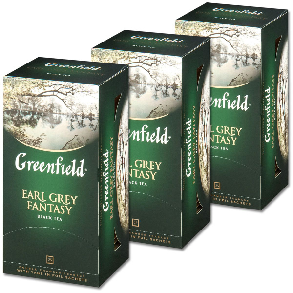 Чай Greenfield "Earl Grey Fantasy", черный с бергамотом, 25 пакетов, 3 ...
