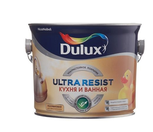 Краска DULUX Ultra Resist Гладкая, Акриловая, Полуматовое покрытие ...