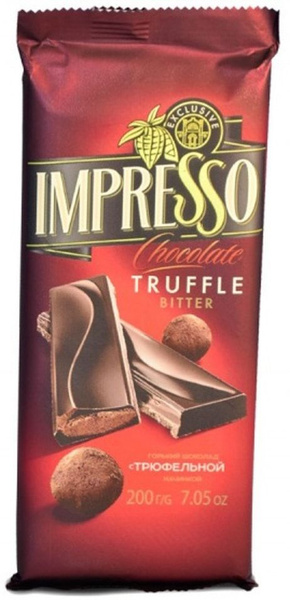 Шоколад Impresso Горький с трюфельной начинкой 200г - купить с ...