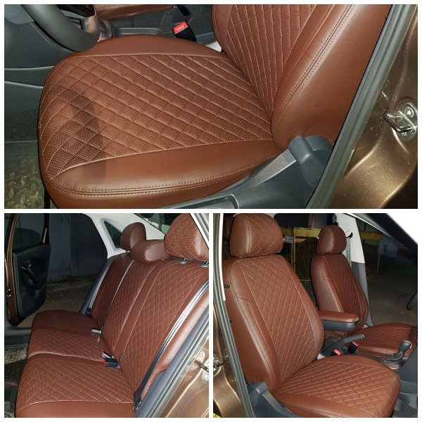 Чехлы для Фольксваген Поло седан с 2010 до 2020г, задняя спинка из ДВУХ ...