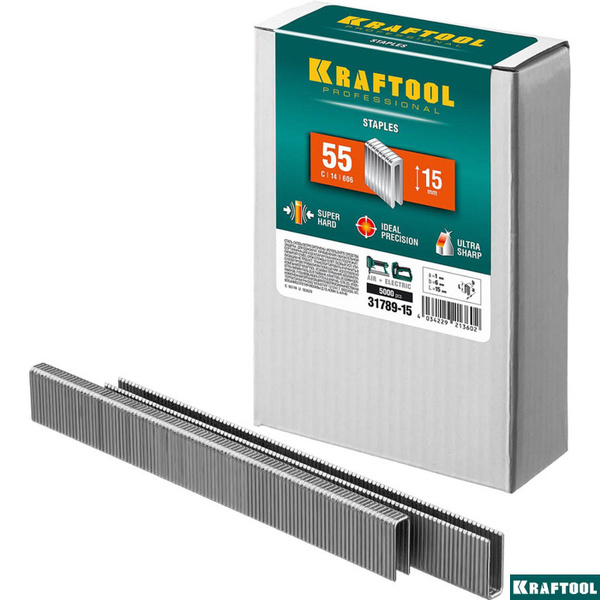 Скобы KRAFTOOL тип 55, 15 мм, для степлера узкие 31789-15 - купить по ...