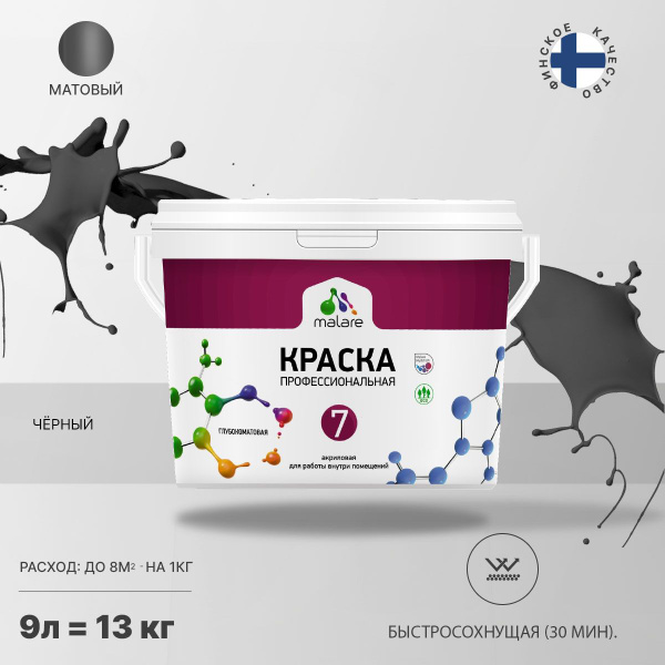 Краска Malare Professional_Euro№7_акриловая_для стен_обоев_потолка ...