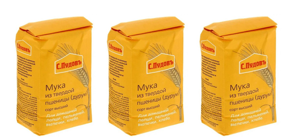 Мука из твёрдой пшеницы С. Пудовъ, 500 г Х 3 штуки - купить с доставкой ...