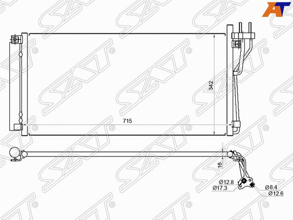 Радиатор кондиционера HYUNDAI SONATA V 04-09/KIA MAGENTIS 06-10 SAT ...