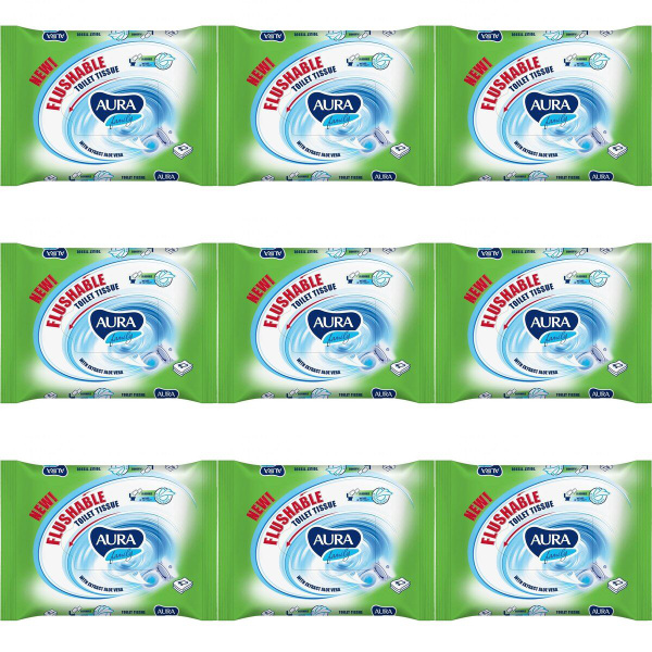Aura Влажная туалетная бумага Family, в уп. 42 шт, 9 уп - купить с ...