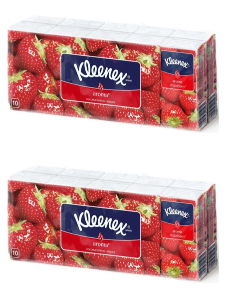 Kleenex Платки носовые бумажные, Клубника, 10х10 шт, 2 уп/ - купить с ...
