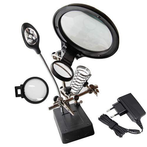 Держатель Третья рука с лупой MG16129-C с подсветкой - купить с ...