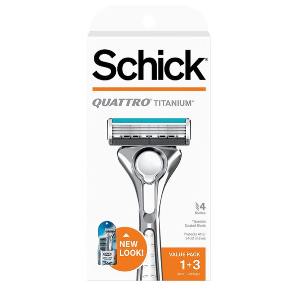 Бритвеный набор Schick "Quattro Titanium" 3-лезв. + лезвие-триммер ...