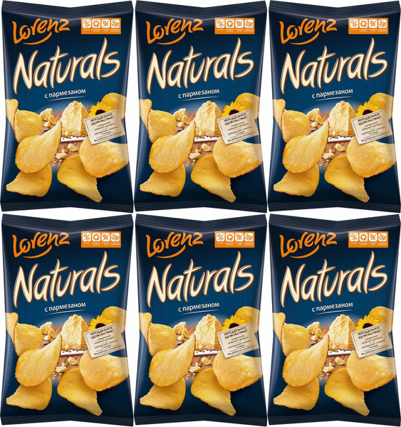 Чипсы картофельные Lorenz Naturals с пармезаном, комплект: 6 упаковок ...