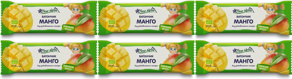 Батончик Fleur Alpine Тропический манго для всей семьи, комплект: 6 ...