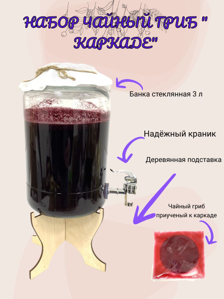 Набор для чайного гриба Каркаде. Приучен к чаю каркаде , Лимонадник 3 л ...