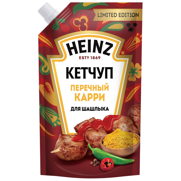Кетчуп Heinz Перечный карри для шашлыка, Томатный, 320 г - купить с ...