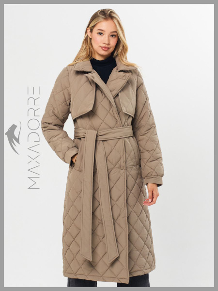 Пальто Женский MAXADORRE Воротник, Карманы коричневый отложной ...