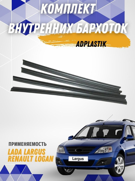 Комплект уплотнителей стекла внутренние (бархотки) на Лада Ларгус, Рено ...