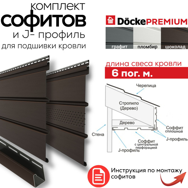 Софиты для кровли Docke Premium цвет шоколад / комплект для подшивки ...