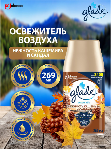 Освежитель воздуха GLADE AUTOMATIC Нежность кашемира и Сандал запасной ...