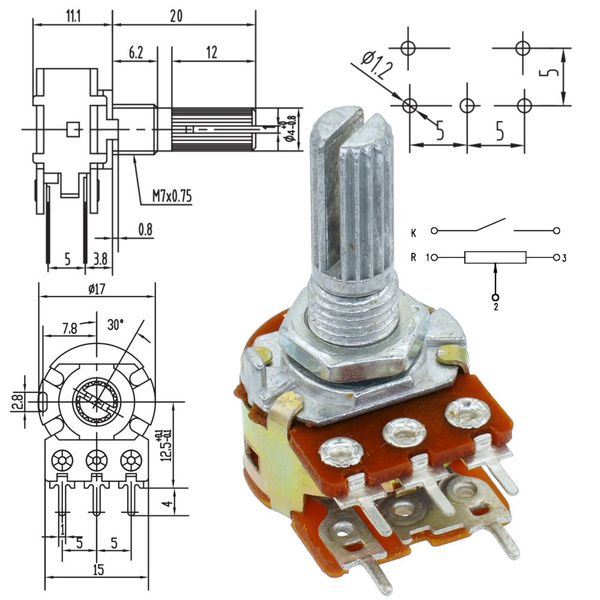 WH148 50 кОм Резистор переменный (1шт) - купить с доставкой по выгодным ...