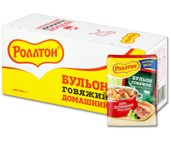 Роллтон Бульон говяжий домашний в пакете, 90 г, 24 шт. - купить с ...