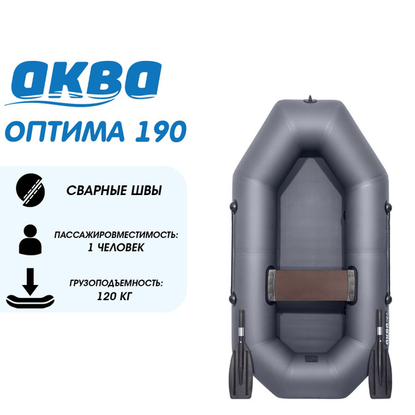 Надувная лодка для рыбалки Аква Оптима 190, ПВХ графит - купить по ...
