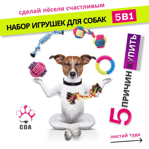 Набор игрушек для собак ,щенков, мелких пород и средних пород. 5 штук ...