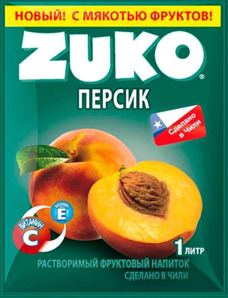 Растворимый напиток ZUKO Персик с мякотью, напиток Зуко из 90-х, 12 шт ...