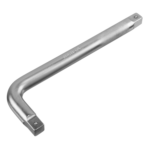 Вороток Г-образный, 300*100 мм, квадрат 3/4", CrV, матовый хром Denzel ...