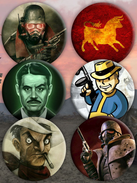 Набор значков Fallout New Vegas/ фалаут/ фоллаут/ 6 шт 44 мм - купить с ...